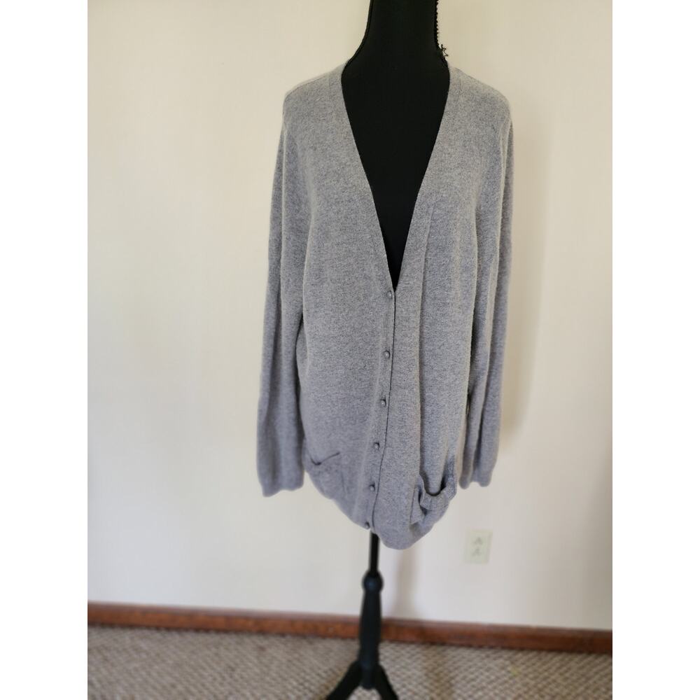 Talbots Womens XLarge Gray Lambswool Blend Classic Cardigan Long Sleeve Sweater - Picture 3 of 9